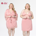 Kit Robe Curto Plus Size Amamentação + Camisola com Abertura Frontal Premium | Pós-Parto, Maternidade, Elegância e Conforto - Altiê Intimate