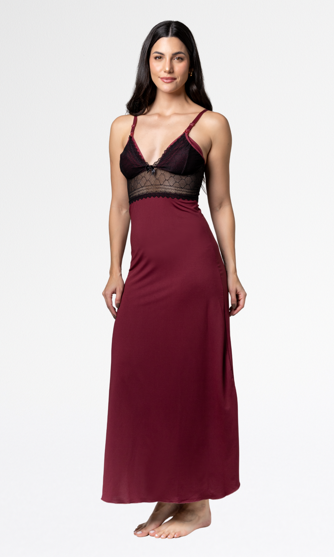 Camisola Longa Amamentação | Renda e Conforto Gestante - Altiê Intimate