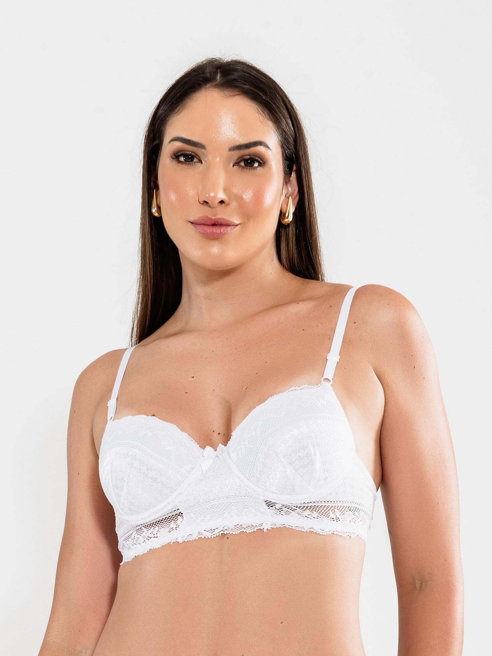 SUTIA COM BOJO SEXY LUXO LINGERIE DE RENDA-BRANCO - Altiê Intimate