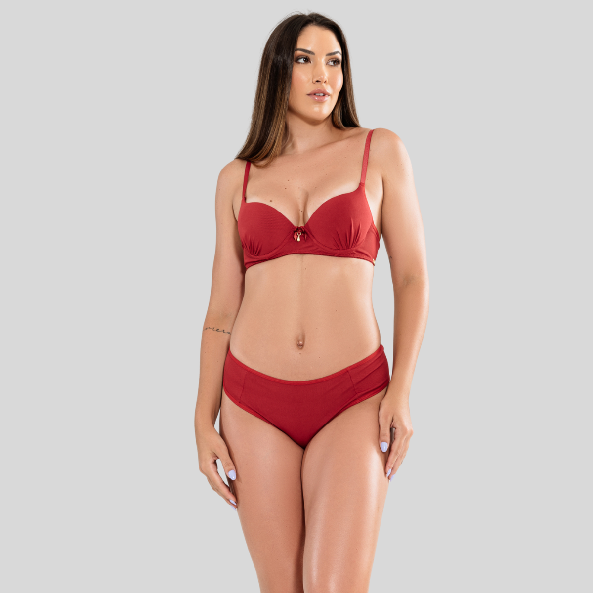 Conjunto Lingerie Calcinha Fio Duplo Sutia Canelado Pingente - Altiê Intimate