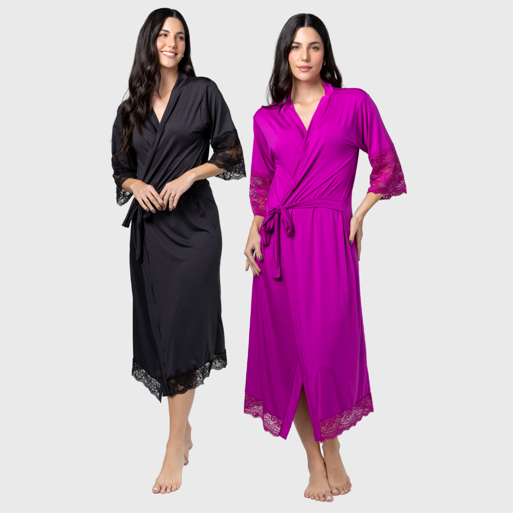 KIT 2 ROBE NOIVA FEMININO ROUPÃO DE RENDA LUXO HOBE - Altiê Intimate