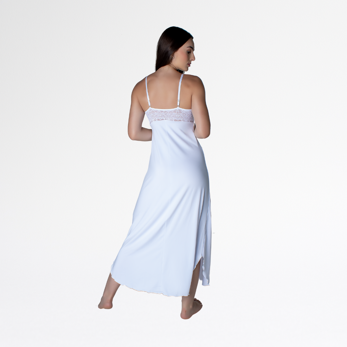 Camisola Renda Sensual Longa Conforto Elegante Feminina - Branco - Altiê Intimate