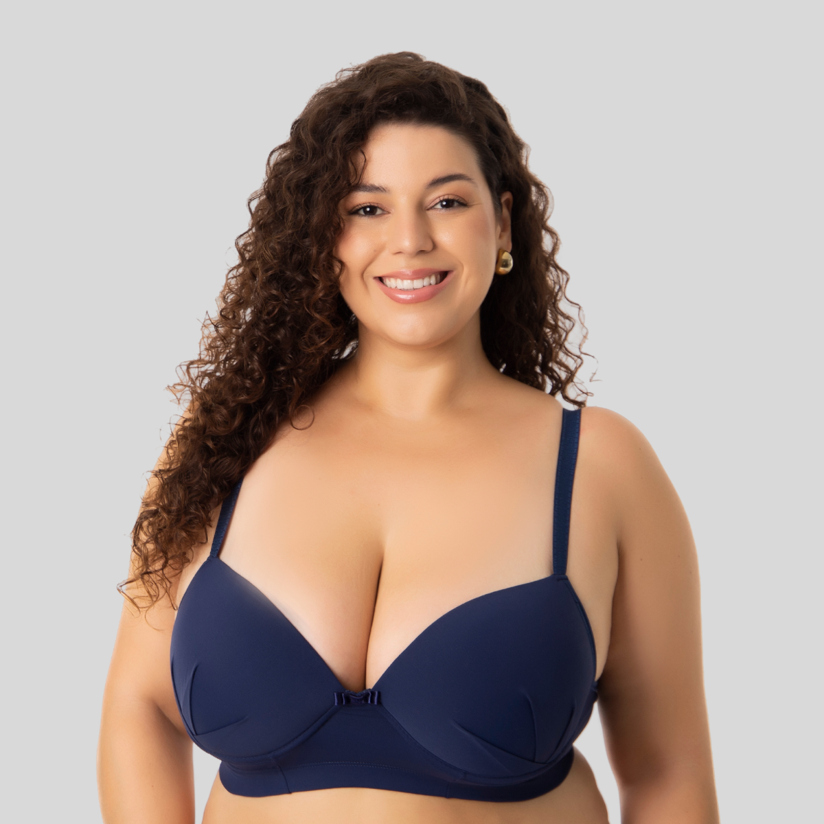 SUTIÃ PLUS SIZE COM BOJO MICROFIBRA CONFORTO SUPORTE - AZUL MARINHO - Altiê Intimate