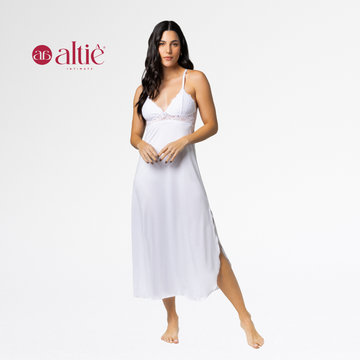 Camisola Longa Nadador Renda Luxo Alças Cruzadas