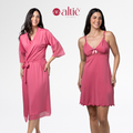 Kit Maternidade Luxo Robe Longo + Camisola Curta Amamentação Confortável - Altiê Intimate
