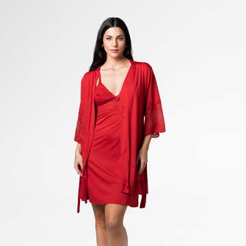 Kit Robe Noiva Camisola Amamentação Curta Gestante Maternidade - Altiê Intimate