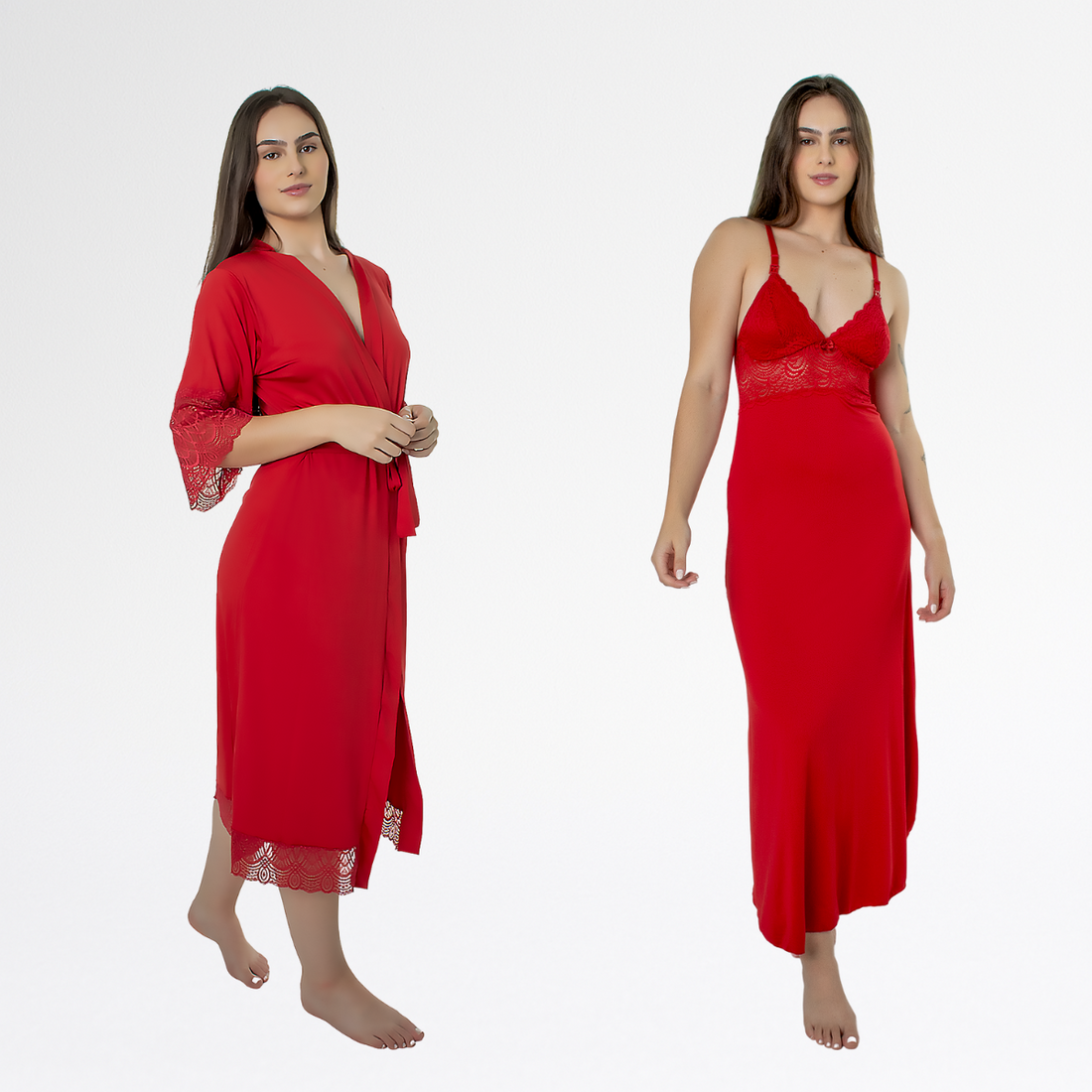 Kit Robe Noiva Roupão Camisola Amamentação Longa Maternidade - Teos - Altiê Intimate