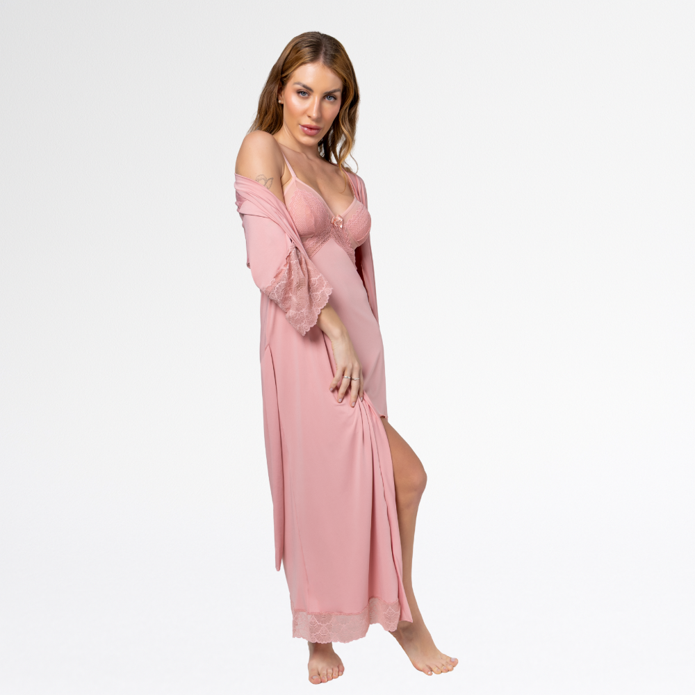 Kit Robe Noiva Roupão Hobe Camisola Sensual Sexy Com Tule - Altiê Intimate