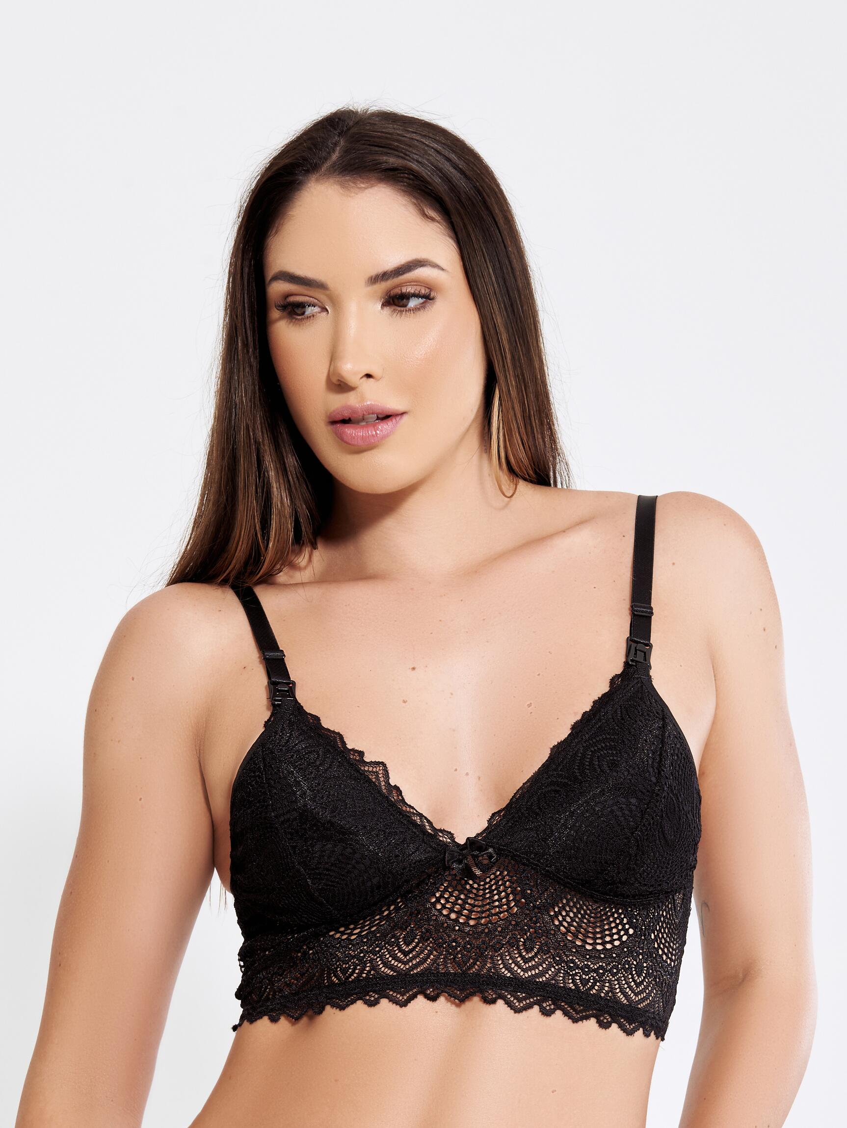SUTIA AMAMENTAÇAO SEM BOJO RENDA REFORCADO-PRETO - Altiê Intimate