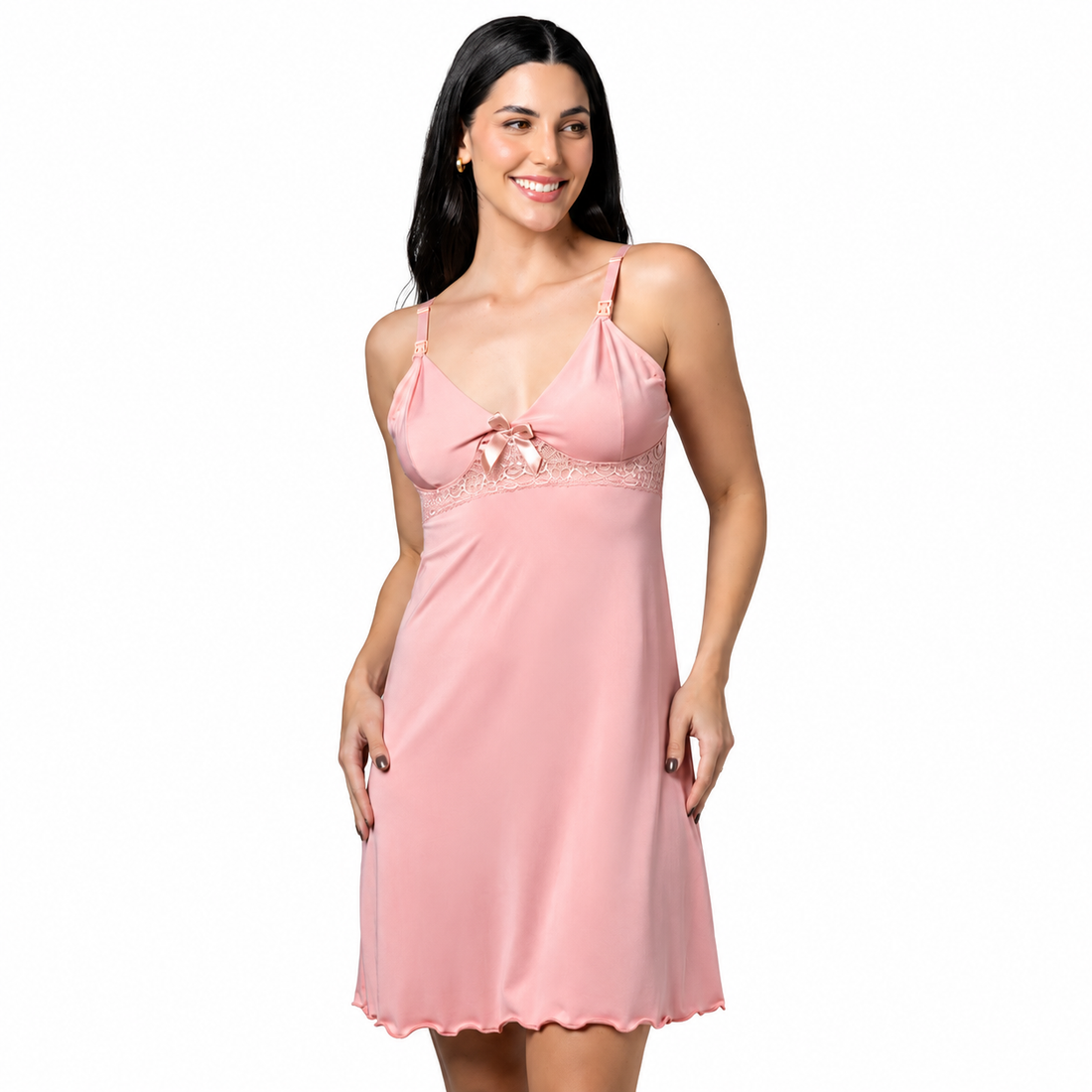 Camisola Curta Amamentação com Abertura Frontal e Renda | Gestante, Maternidade e Pós-Parto - Altiê Intimate