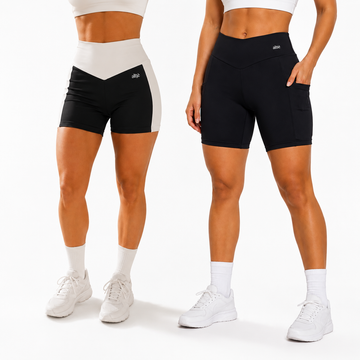 Kit 2 Shorts Fitness Altiê Blackout Premium com Bolsos – Liso + Bicolor