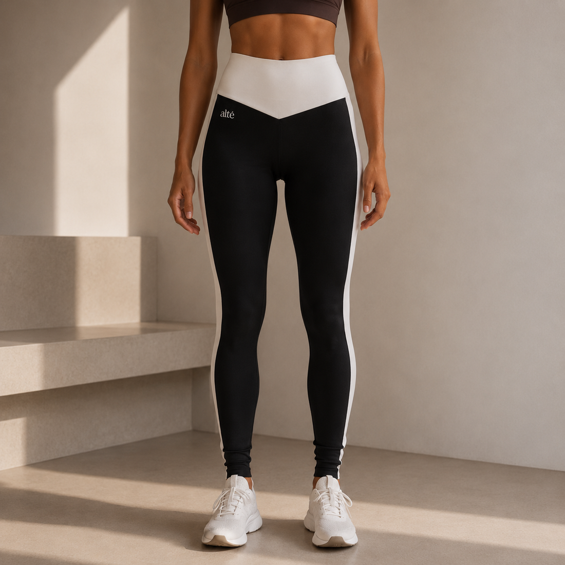 Calça Legging Fitness Feminina Bicolor Cintura Alta Premium Modeladora Academia - Altiê Intimate