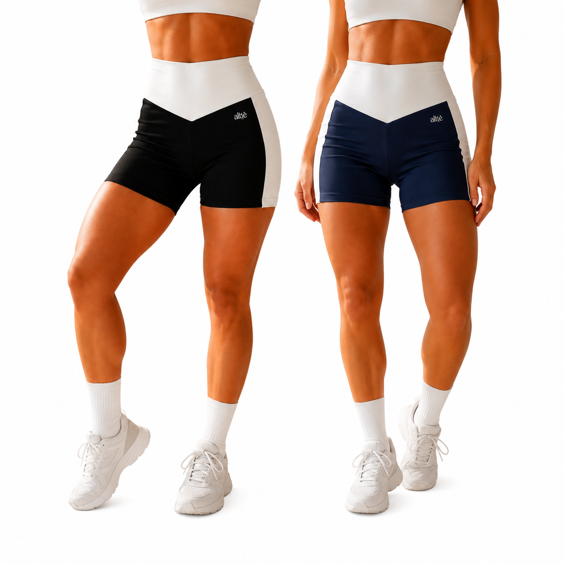 Kit 2 Shorts Fitness Feminino Blackout Cintura Alta Zero Transparência ALTIÊ