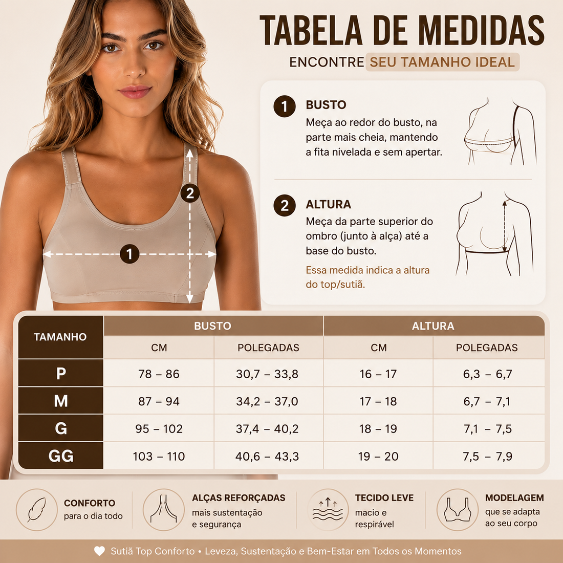 Sutiã Top Conforto | Alça Faixa para Sustentação - Altiê Intimate
