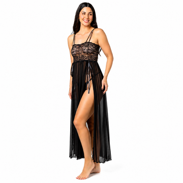 Camisola Longa Divine em Tule e Renda