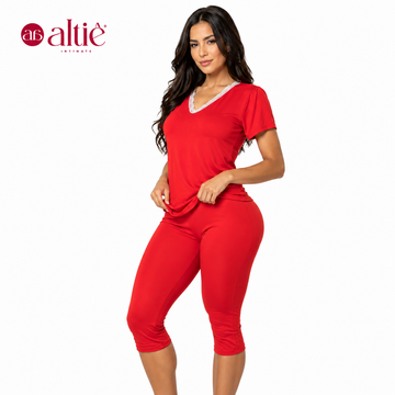 Conjunto Capri | Pijama Feminino Suede com Renda Delicada