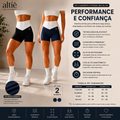Kit 2 Shorts Fitness Feminino Blackout Cintura Alta Zero Transparência ALTIÊ - Altiê Intimate