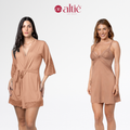 Kit Noiva Luxo Robe Curto + Camisola Tule Sexy Elegante para Noite Especial - Altiê Intimate