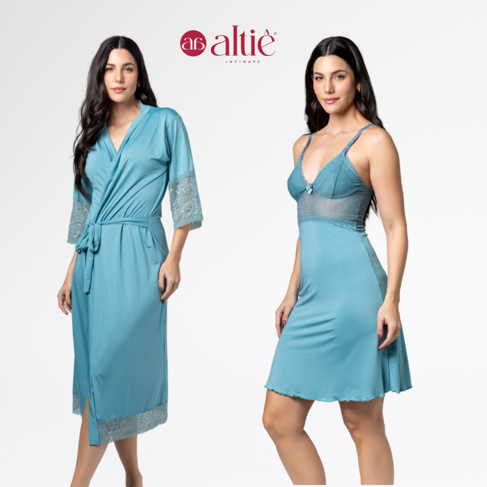 Kit Robe Noiva com Camisola Amamentação Curta Maternidade | Conforto, Elegância e Praticidade - Altiê Intimate