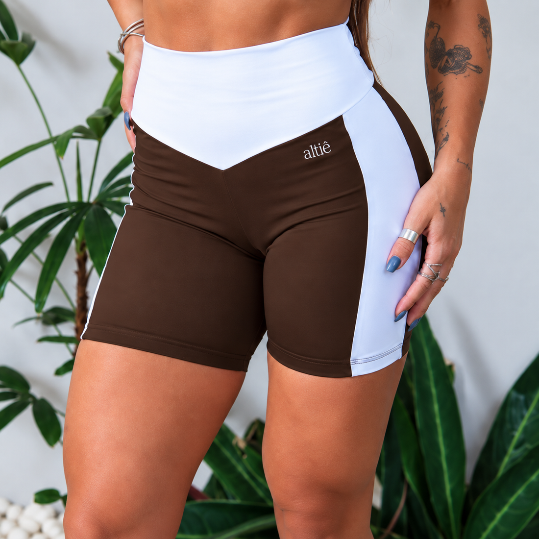 Short Fitness Feminino Bicolor Blackout Cintura Alta - Altiê Intimate