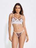 Conjunto Lingerie Sexy Onça Sem Bojo-BRANCO - Altiê Intimate