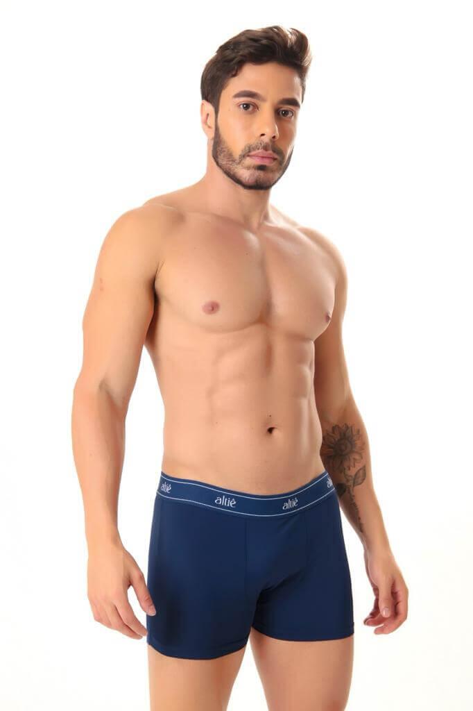 CUECA BOXER BOX MICROFIBRA POLIAMIDA-AZUL MARINHO - Altiê Intimate