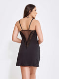 CAMISOLA SENSUAL SEXY RENDADA COM TULE-PRETO - Altiê Intimate