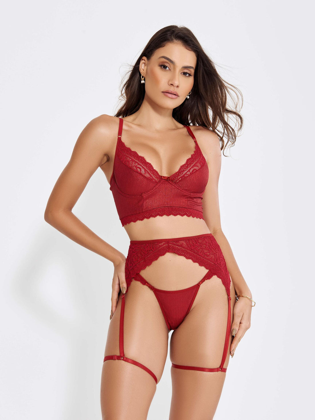 Conjunto Lingerie Sexy Sensual Cirre-VERMELHO - Altiê Intimate