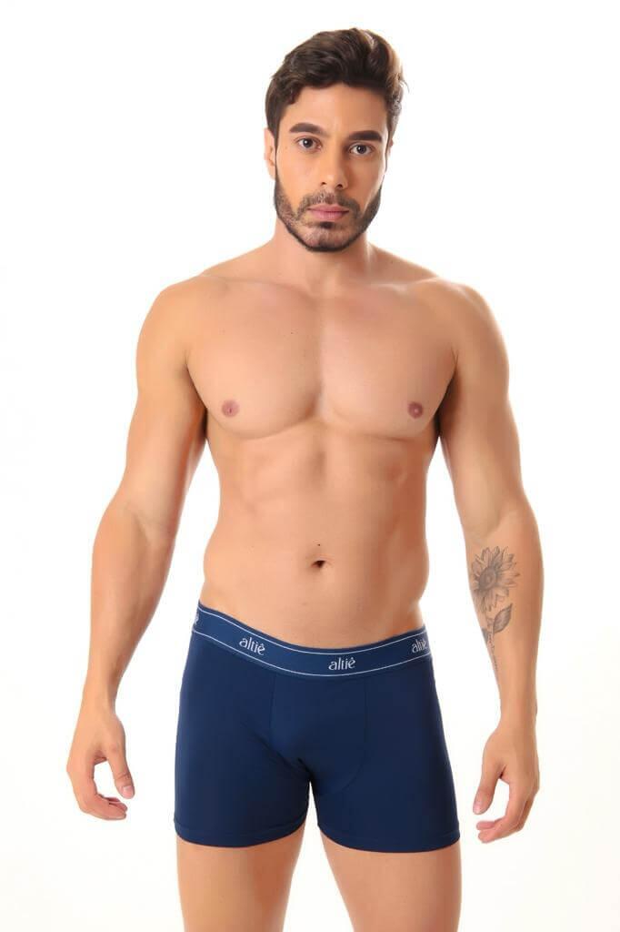 CUECA BOXER BOX MICROFIBRA POLIAMIDA-AZUL MARINHO - Altiê Intimate