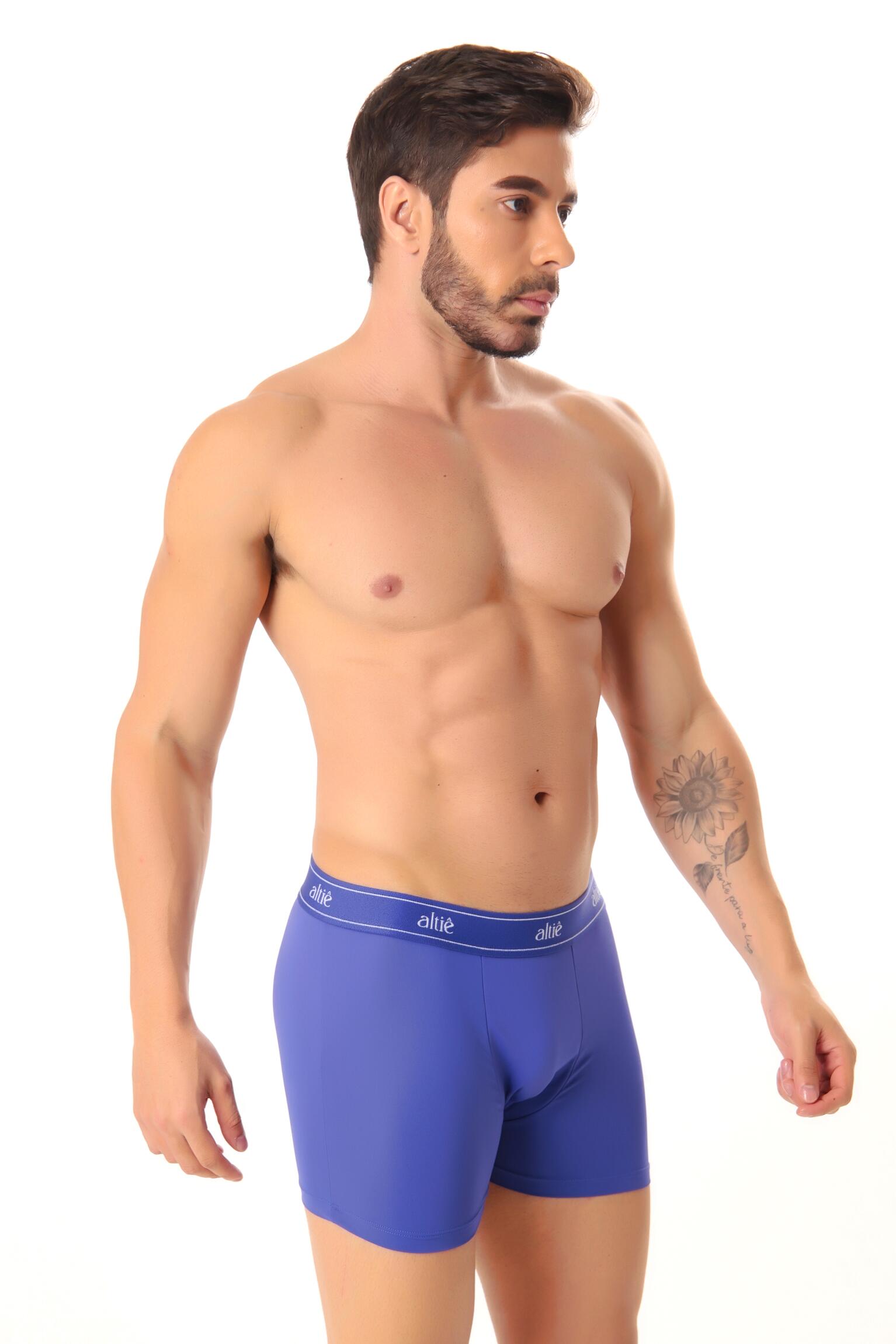 CUECA BOXER BOX MICROFIBRA POLIAMIDA-AZUL - Altiê Intimate