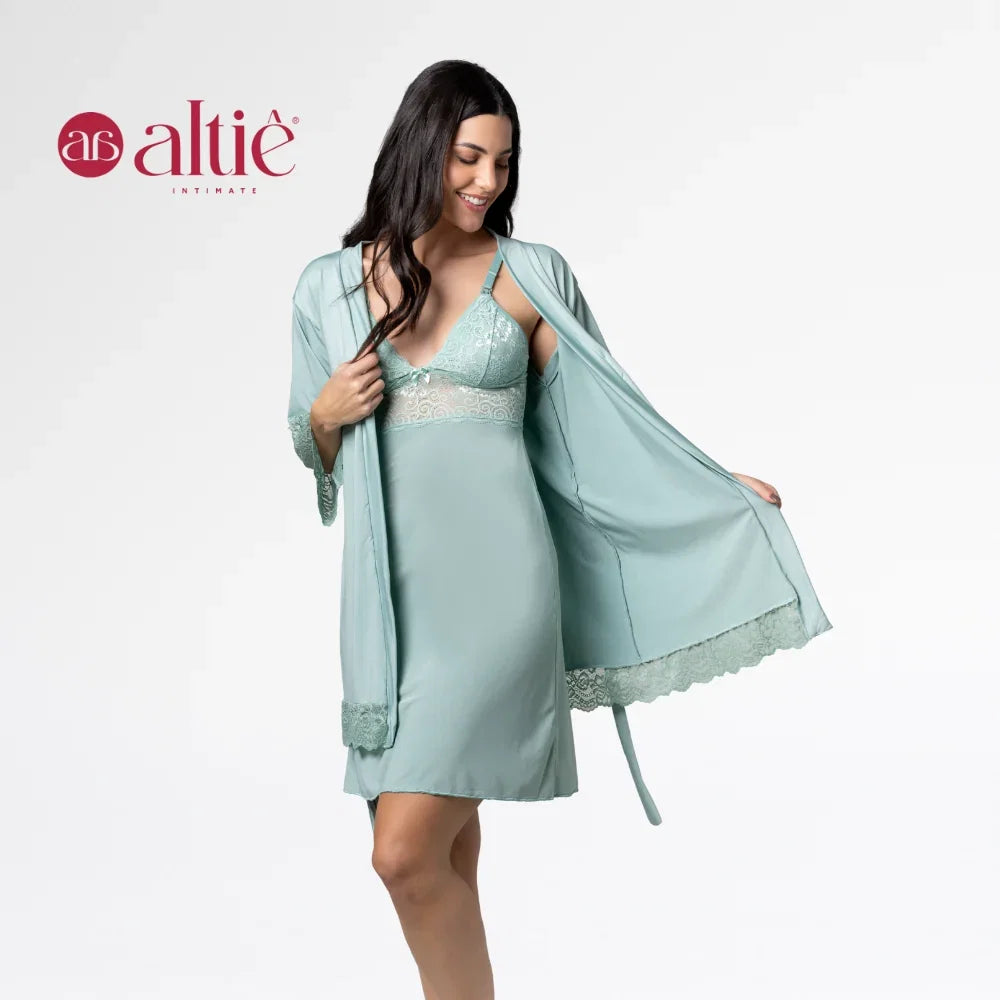 Kit Robe e Camisola Amamentação Abertura Frontal - Altiê Intimate