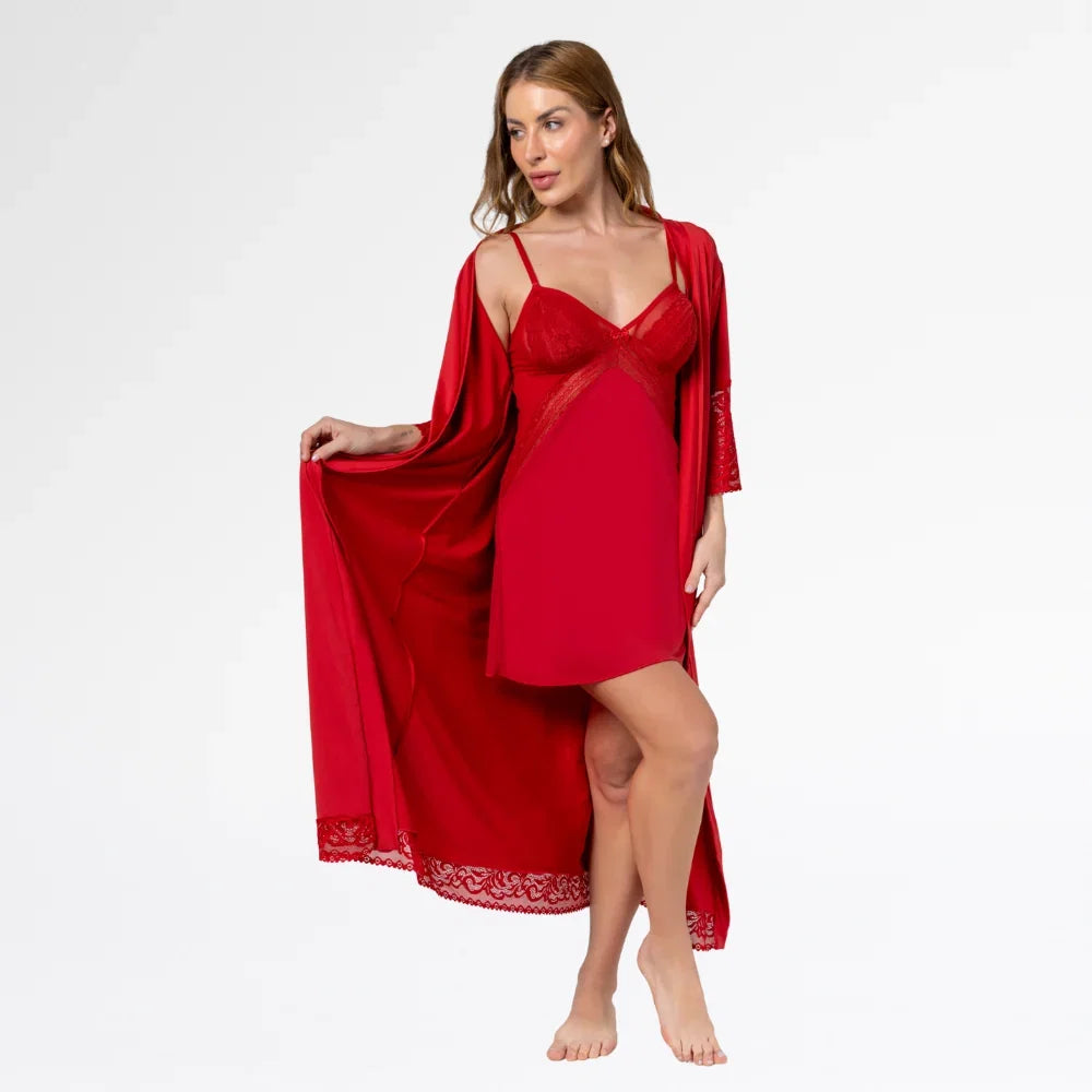 Kit Robe Noiva com Camisola em Tule Sensual - Altiê Intimate