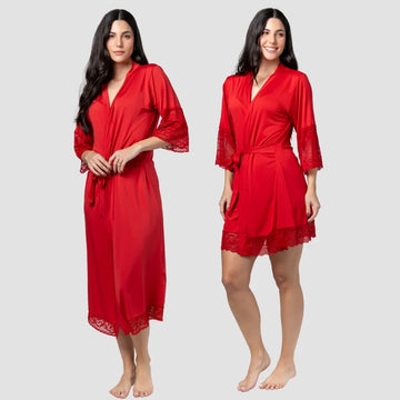 Kit Robe Noiva Longo e Curto em Renda - Altiê Intimate